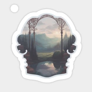 Dreamy elven landscape Sticker